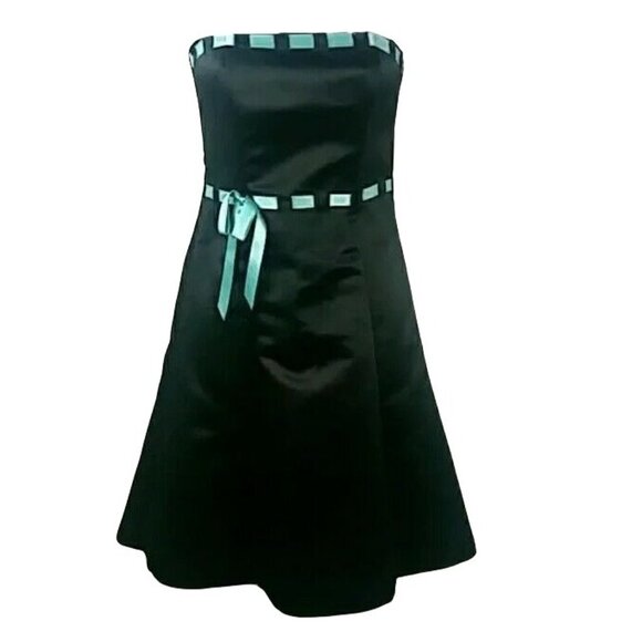 Vintage 90s Grunge Strapless Dress Size 2 Jessica McClintock Gunne Sax Black Y2k - Picture 1 of 5